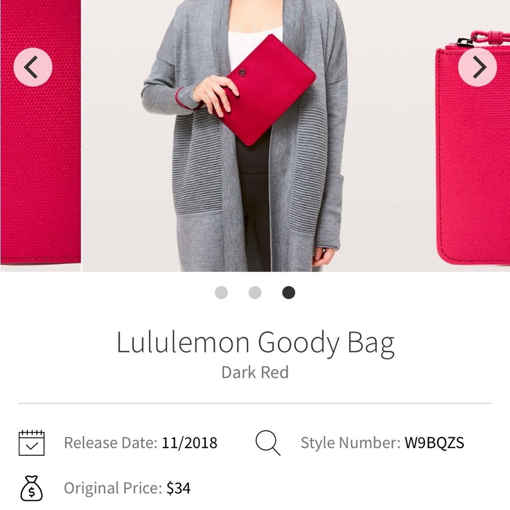 New unused in wrapped plastic lululemon goody bag red